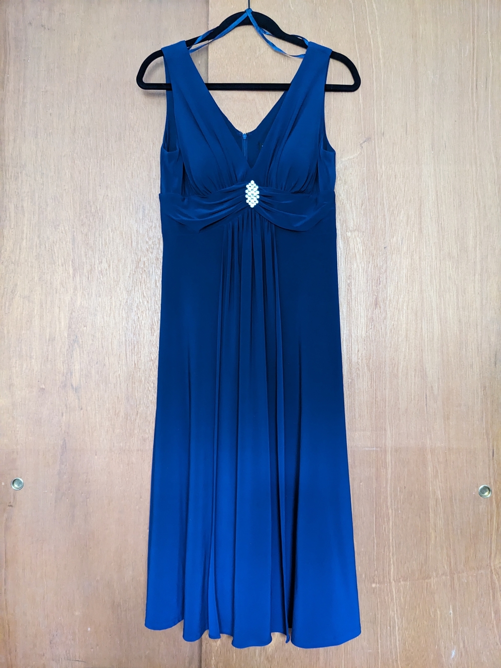 Jessica Howard Royal Blue Sleeveless Maxi Dress with Center Rhinestone